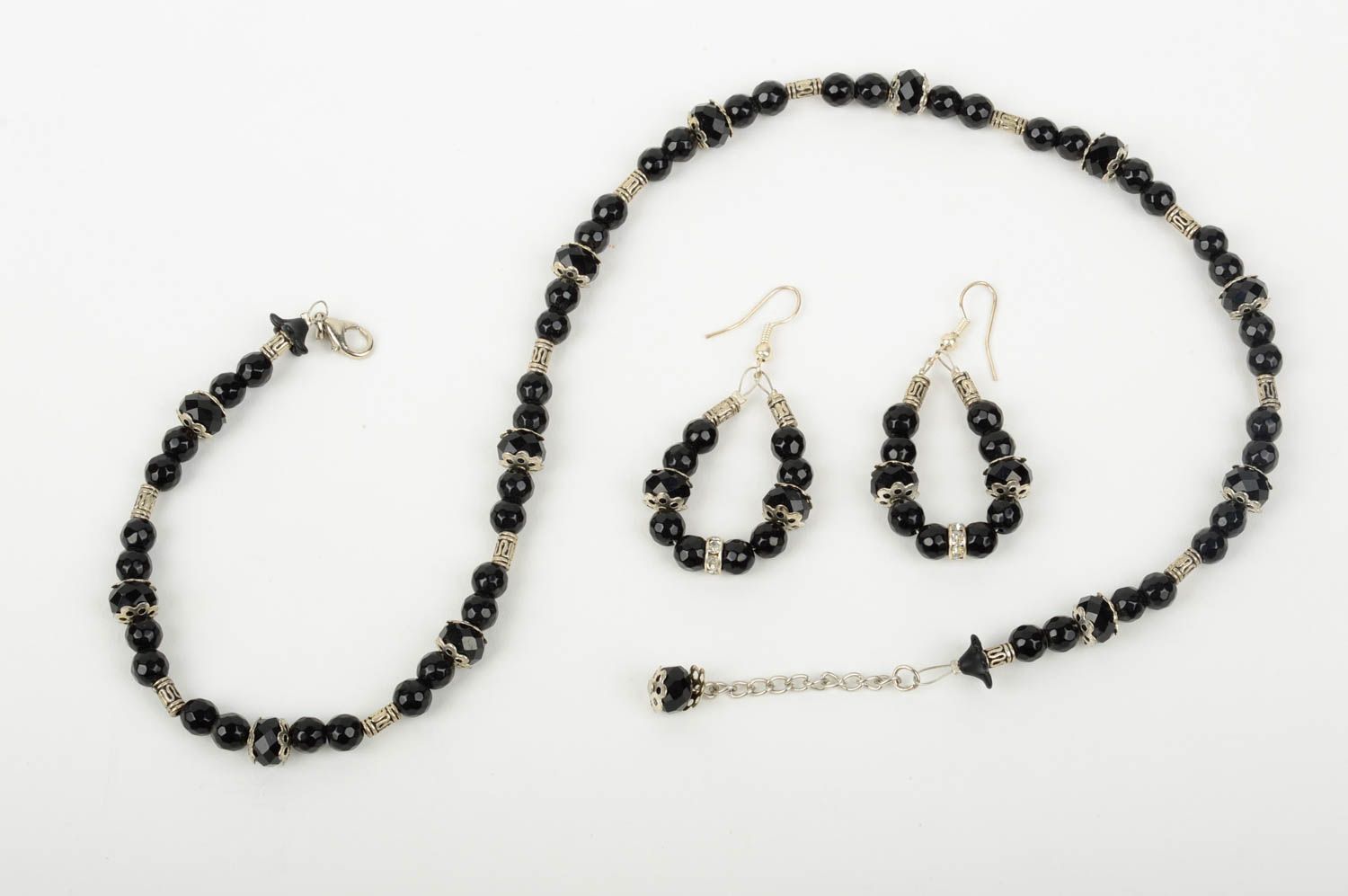 Jewelry set with agate handmade designer necklace feminine cute earrings photo 4