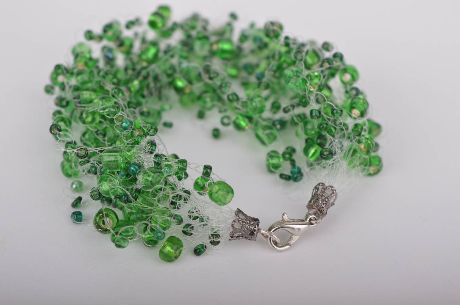 Bracelet perles de rocaille Accessoire fait main vert original Cadeau femme photo 2