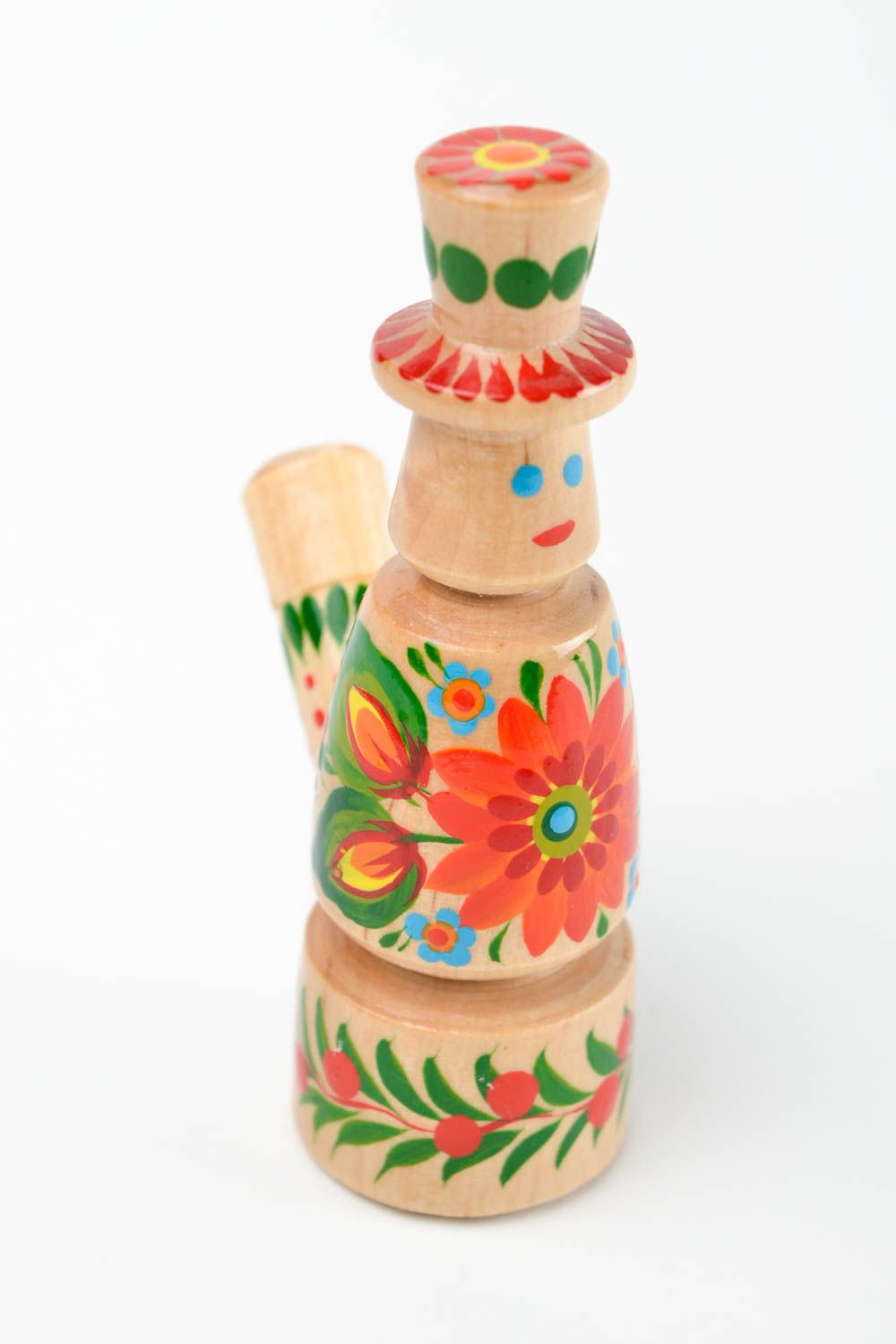 Сувенир из дерева ручной работы игрушка свистулька подарок ребенку с росписью фото 3