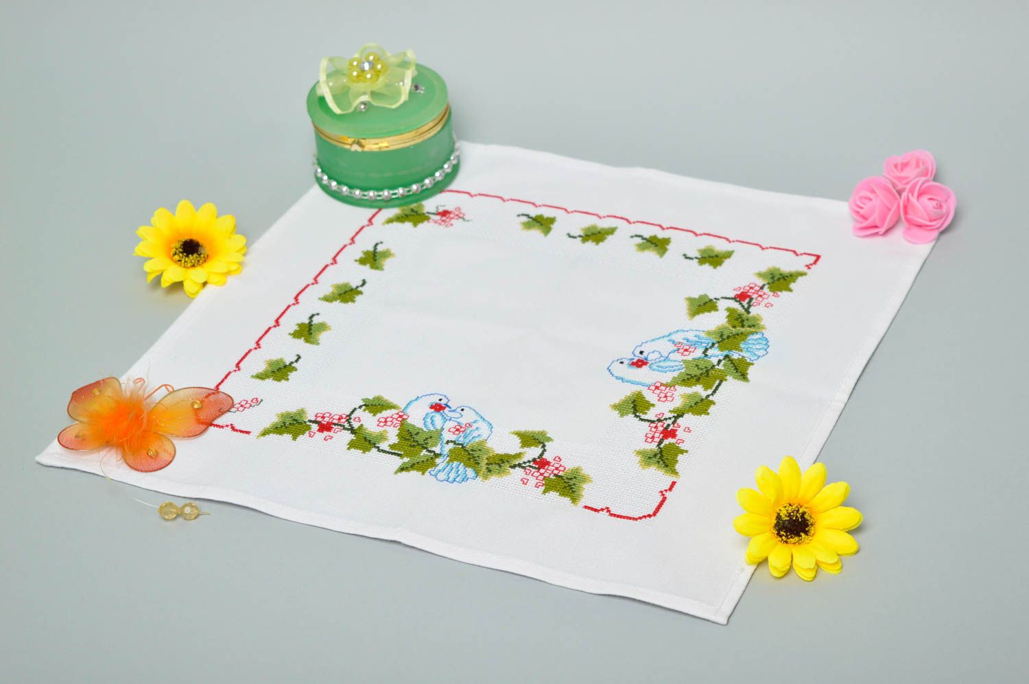 Handmade stylish napkin unusual embroidered napkin designer home textile photo 1
