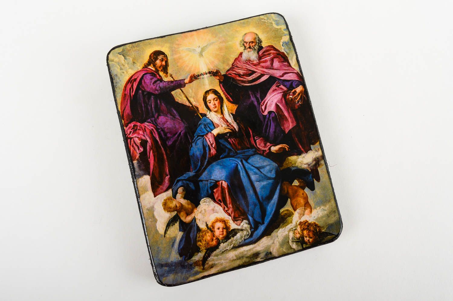 Икона ручной работы икона коронация Марии православная икона настенная фото 4