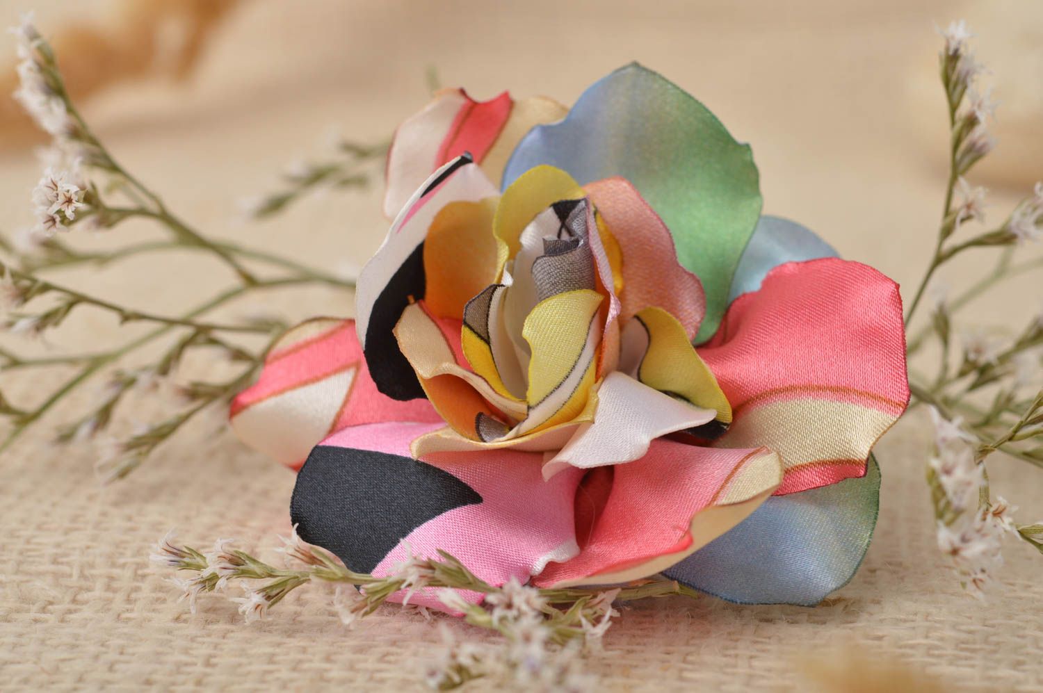 Украшение ручной работы заколка брошь украшение трансформер роза разноцветная фото 6