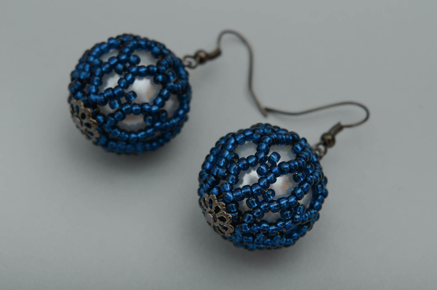 Pendientes de abalorios azules hechos a mano regalo original bisutería fina foto 2