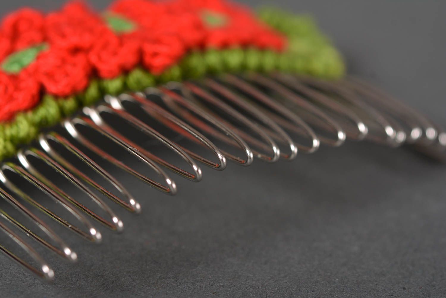 Handmade barrette crocheted hair comb flower hair accessory for girls photo 4