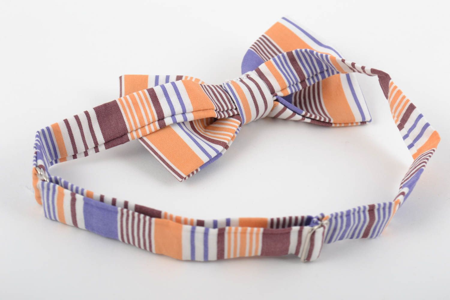 Beautiful handmade designer colorful striped fabric bow tie photo 3