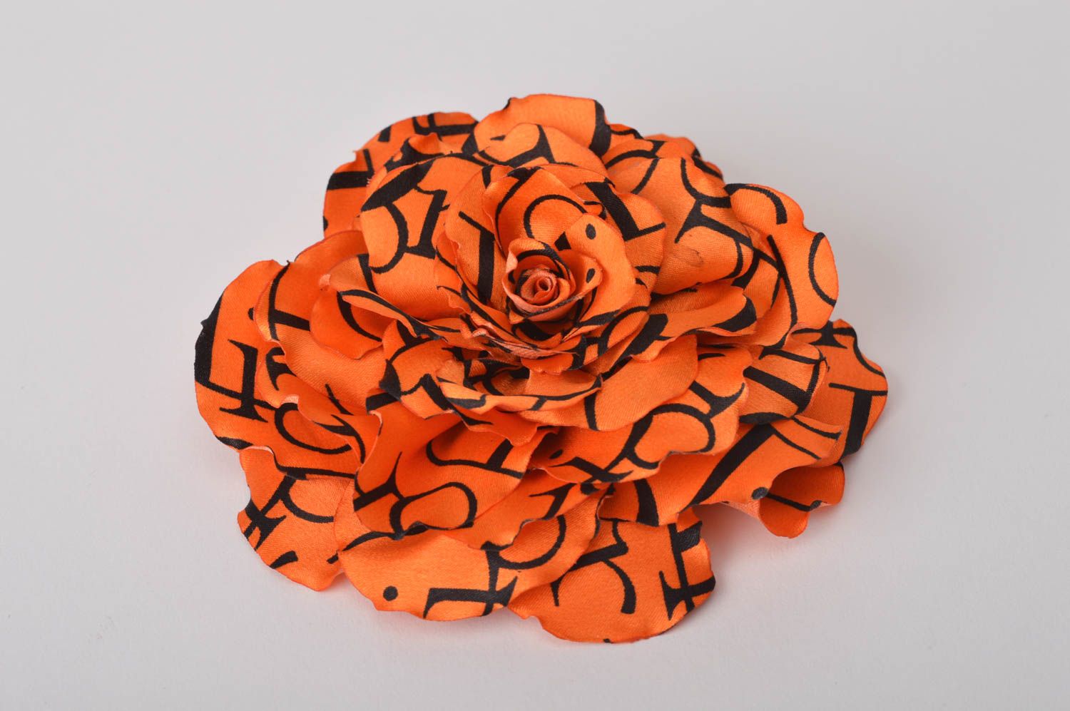 Broche faite main grande fleur Accessoire femme orange-noir Cadeau pour femme photo 5