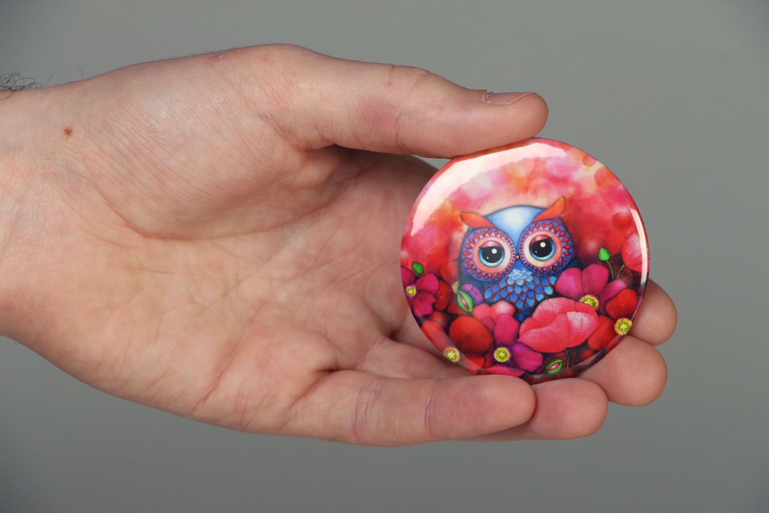 Pocket mirror with an image of owl photo 4