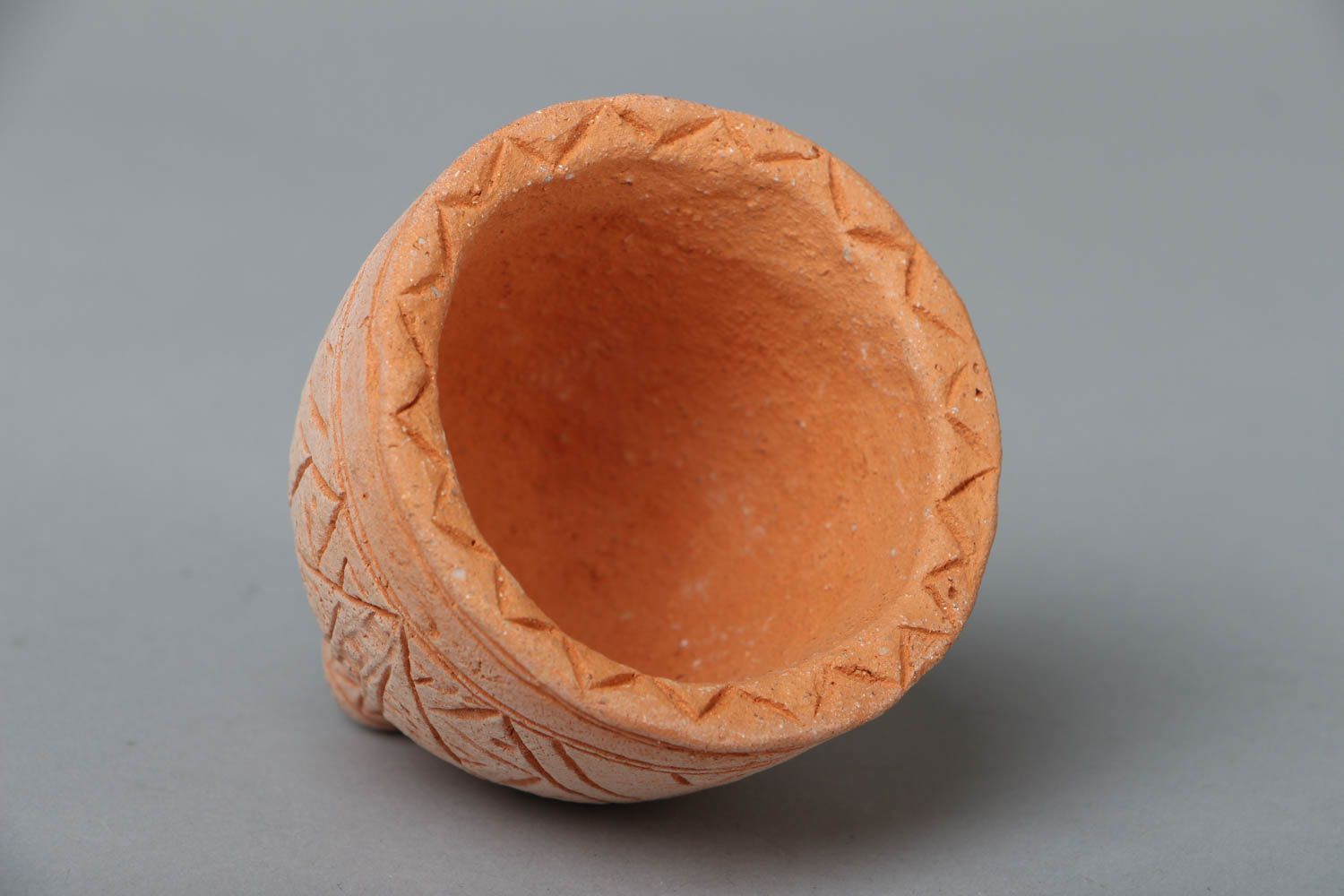 Little clay pot bowl on stand with pattern 0,43 lb photo 2