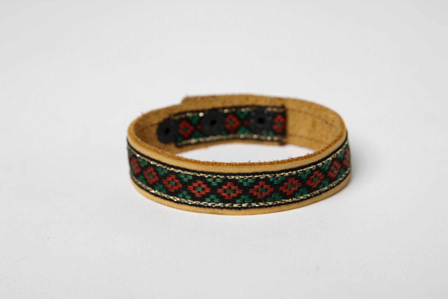 Bracelet en cuir Bijou fait main fin original Accessoire femme ethnique photo 3