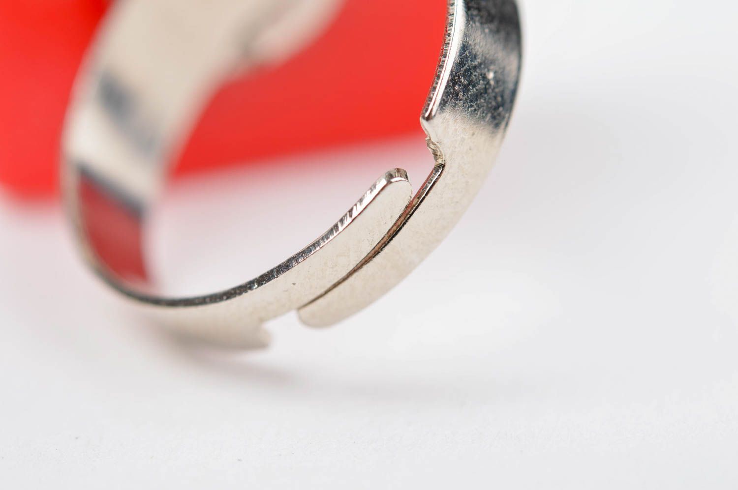 Кольцо ручной работы кольцо из стекла бижутерия из стекла красная стильная фото 4