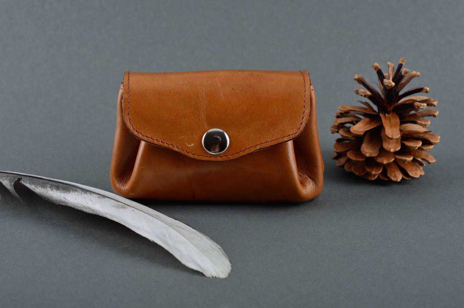Handmade braune Geldbörse Geschenk für Frauen Portemonnaie aus Leder schön foto 1