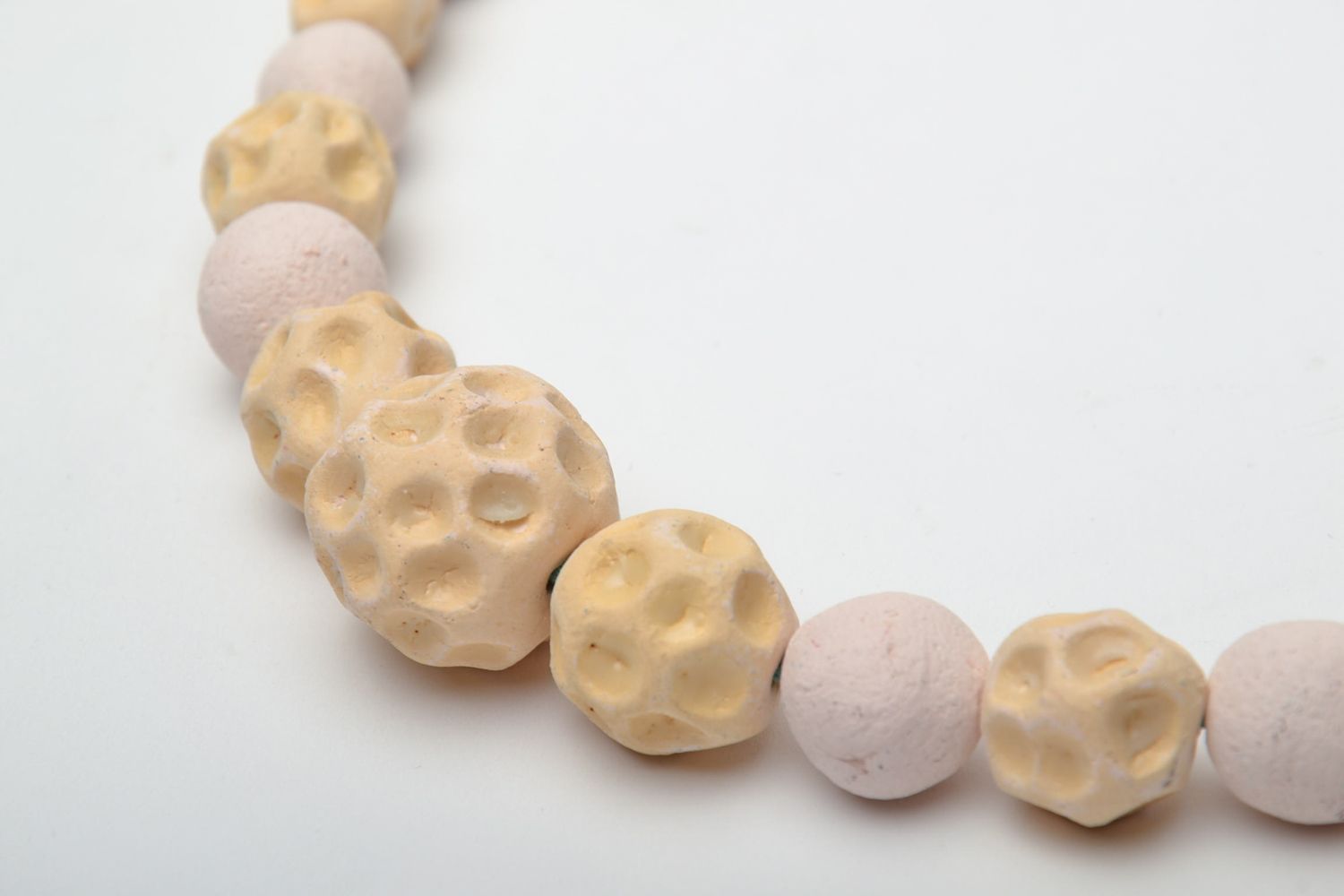 Handmade ceramic bead necklace photo 3