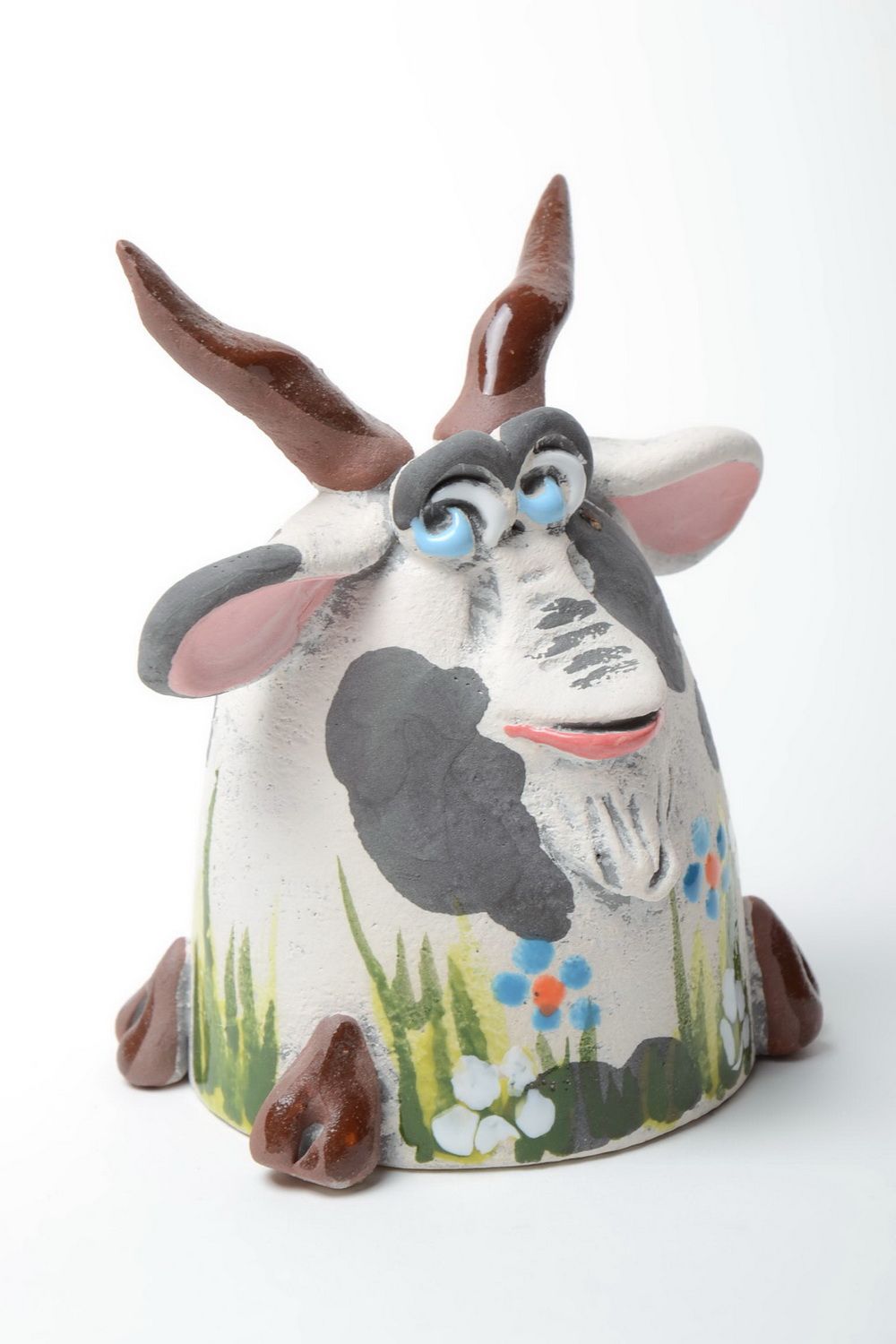 Künstlerische Keramik Spardose aus Ton Halbporzellan Kuh bemalt handgeschaffen foto 2