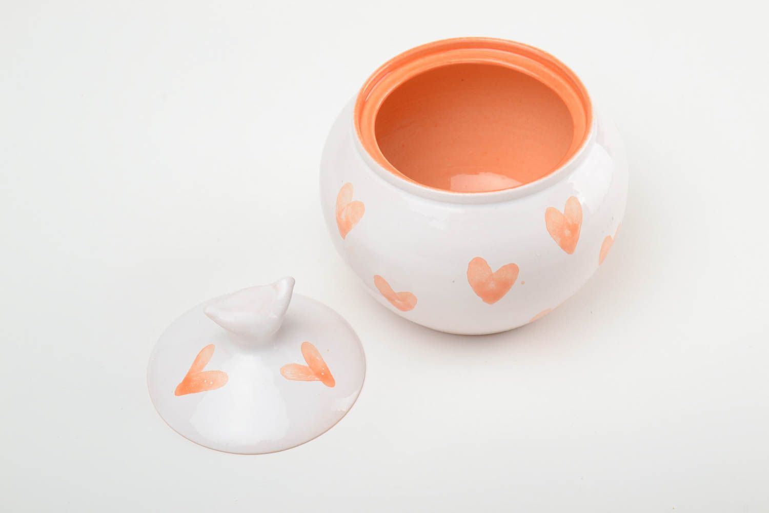 Keramische Küchenuntensilien aus Ton Teekanne Zuckerdose und 2 Tassen handmade foto 3