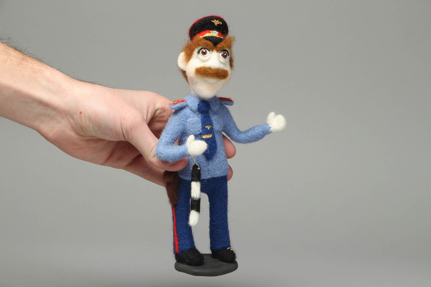 Felted wool statuette of police officer photo 4