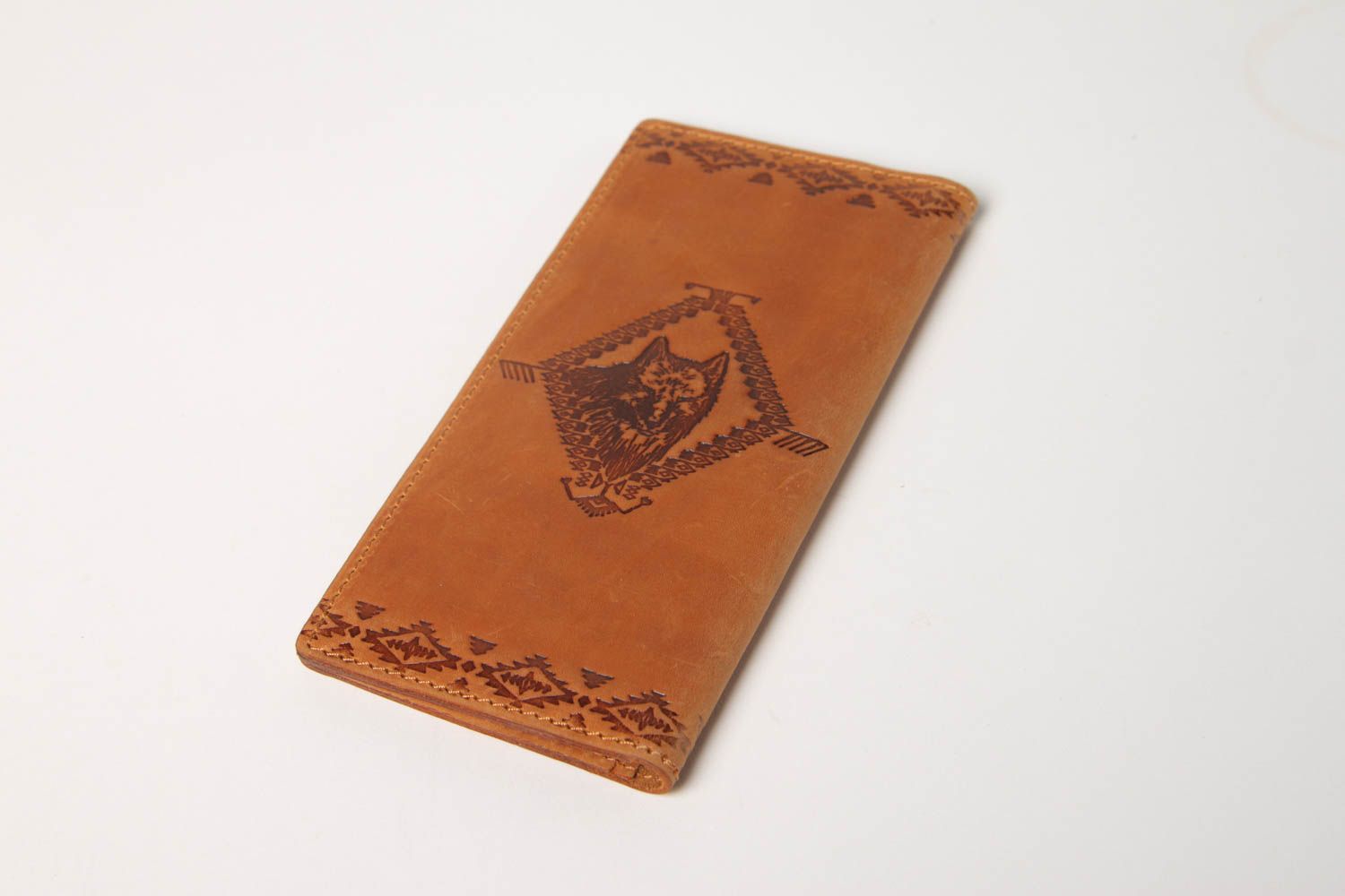 Портмоне ручной работы мужское портмоне с узорами красивое кожаный кошелек фото 2