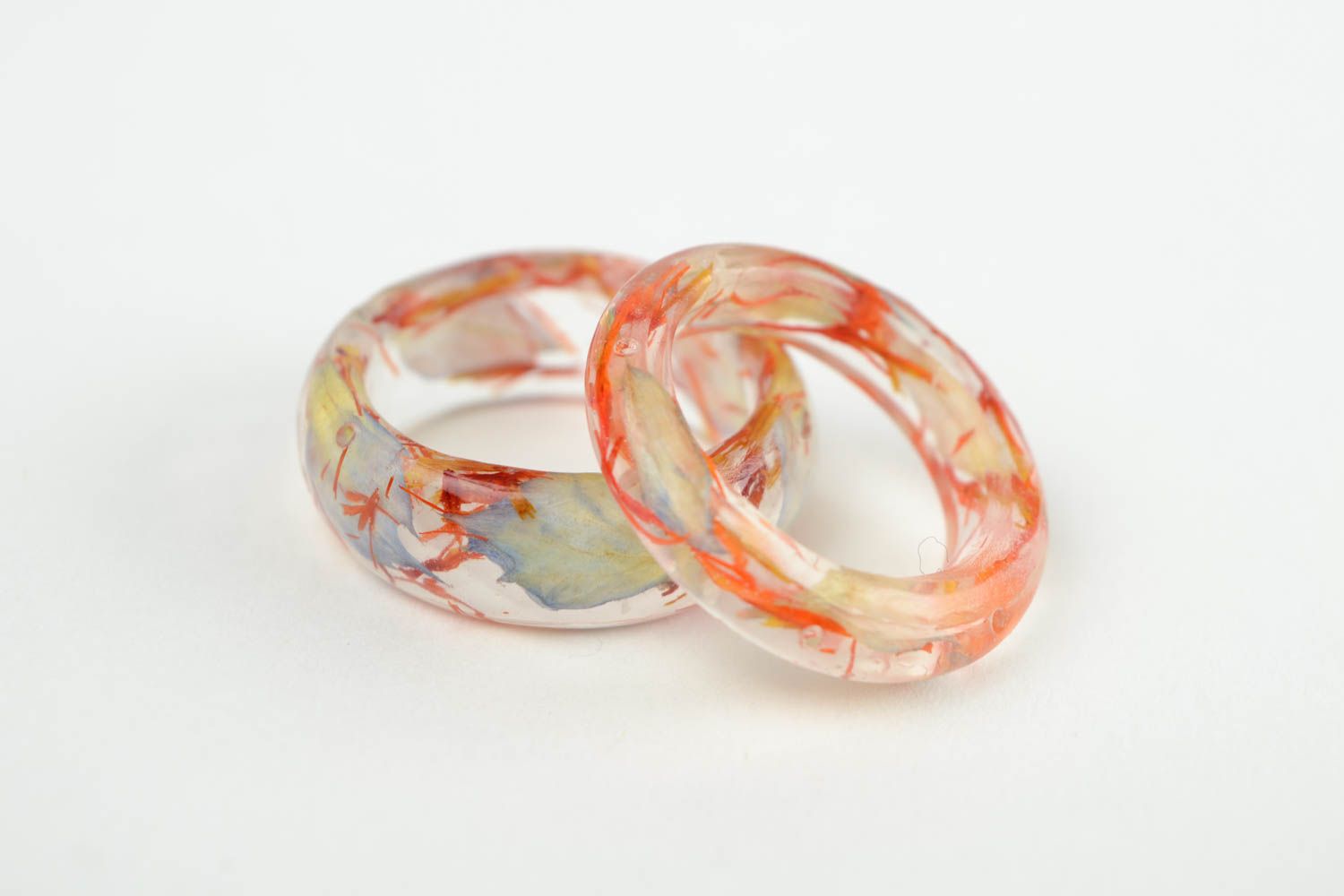 Handmade seal rings botanical jewelry epoxy resin fashion rings for women photo 4