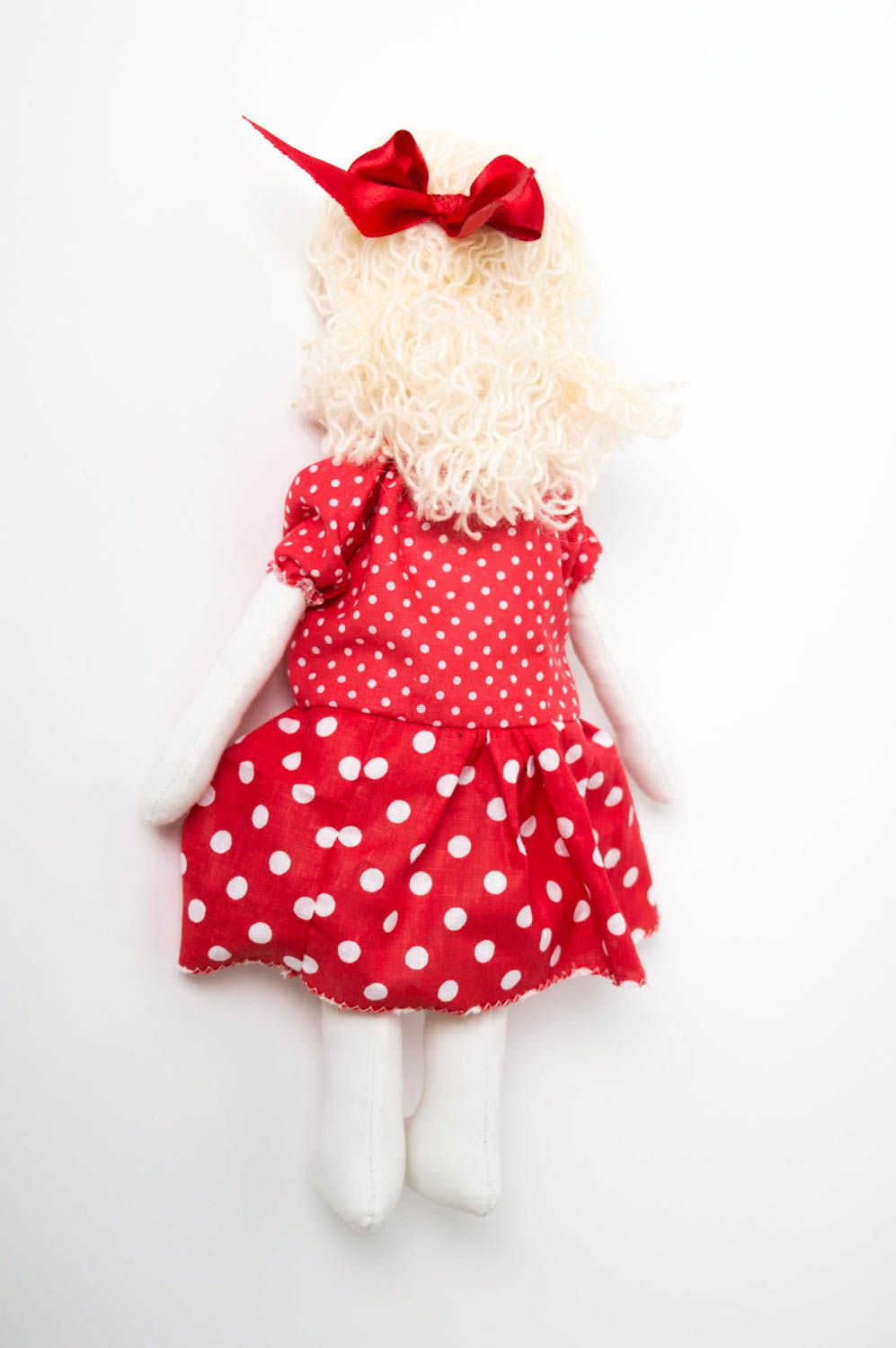 Кукла ручной работы кукла из ткани дизайнерская мягкая кукла в красном платье фото 7