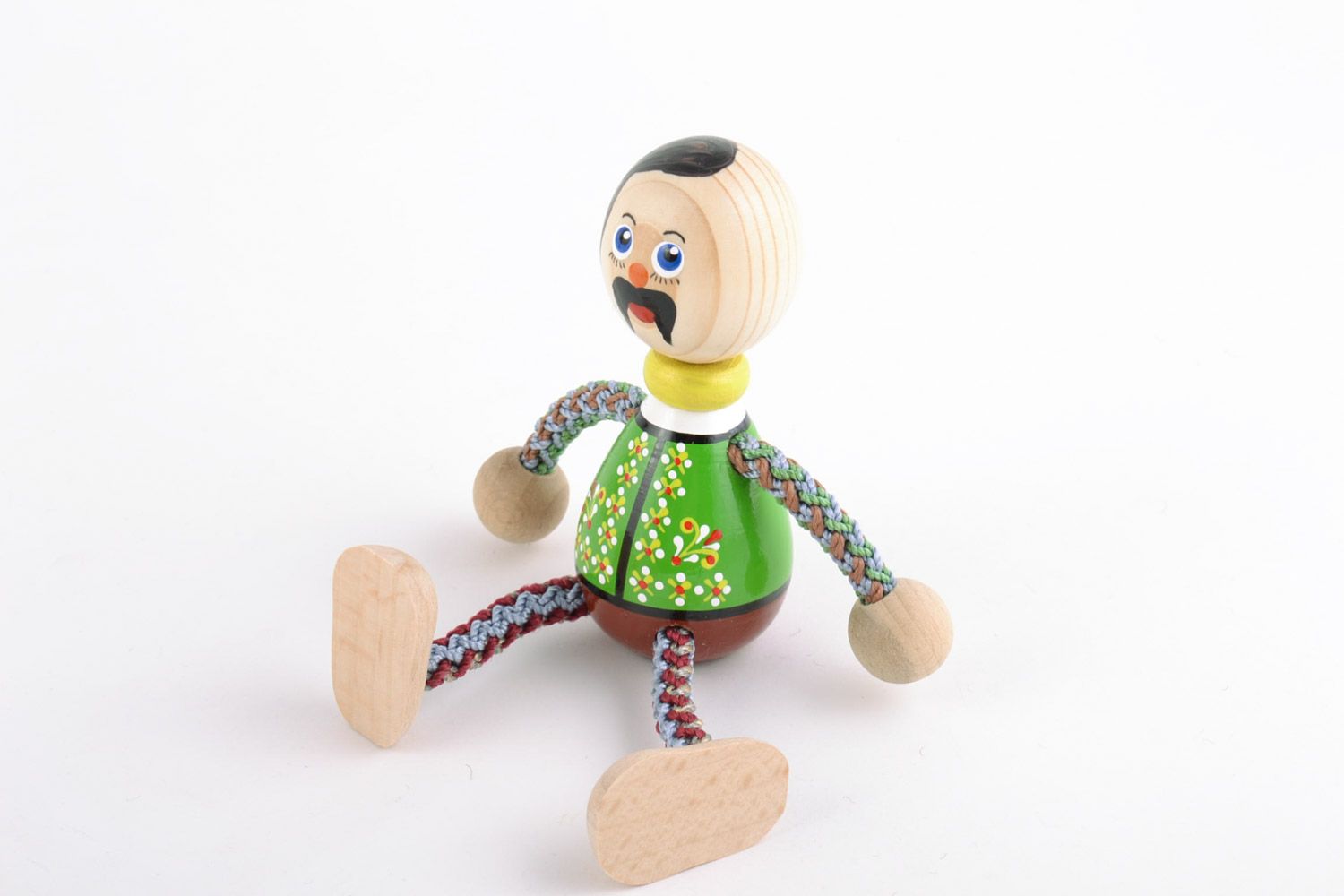 Handmade unusual painted colorful wooden eco toy of the Cossack for children photo 4