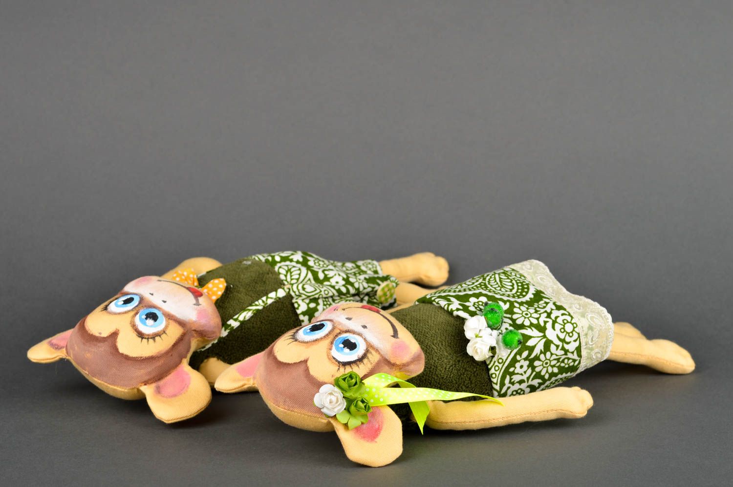 Juguetes artesanales 2 peluches originales decoración de casa regalo para niñas foto 4