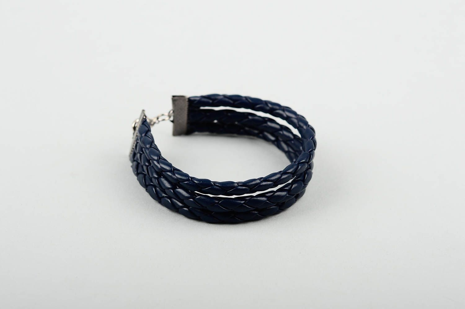 Handmade beautiful leather bracelet woven textile bracelet elegant accessory photo 1