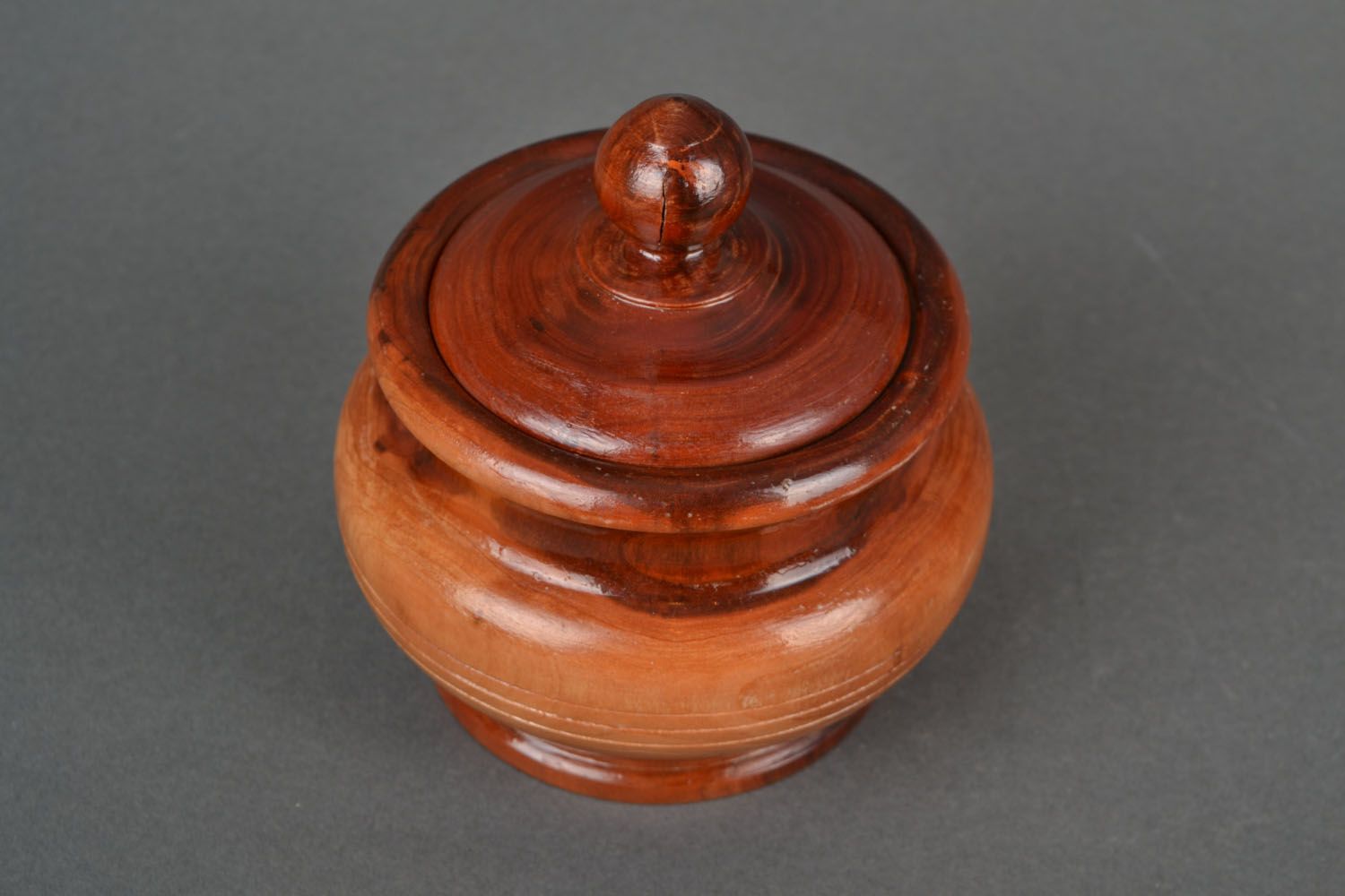 Wooden handmade sugar pot with a lid in cherry color 1,25 lb photo 3