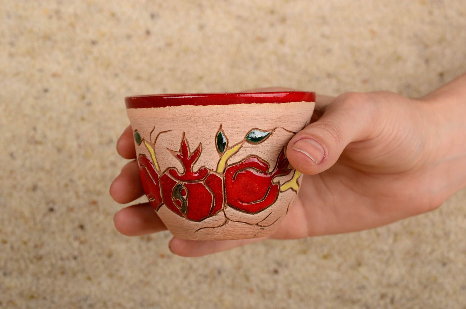 Verre fait main Tasse céramique Vaisselle design grenat écologique petit photo 4