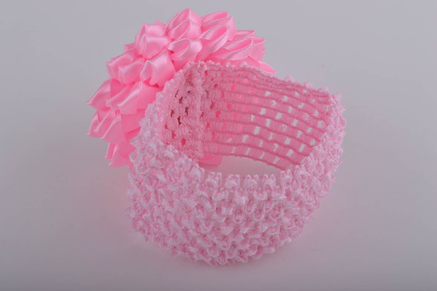 Розовая повязка на голову ручной работы повязка для девочки детская повязка фото 4