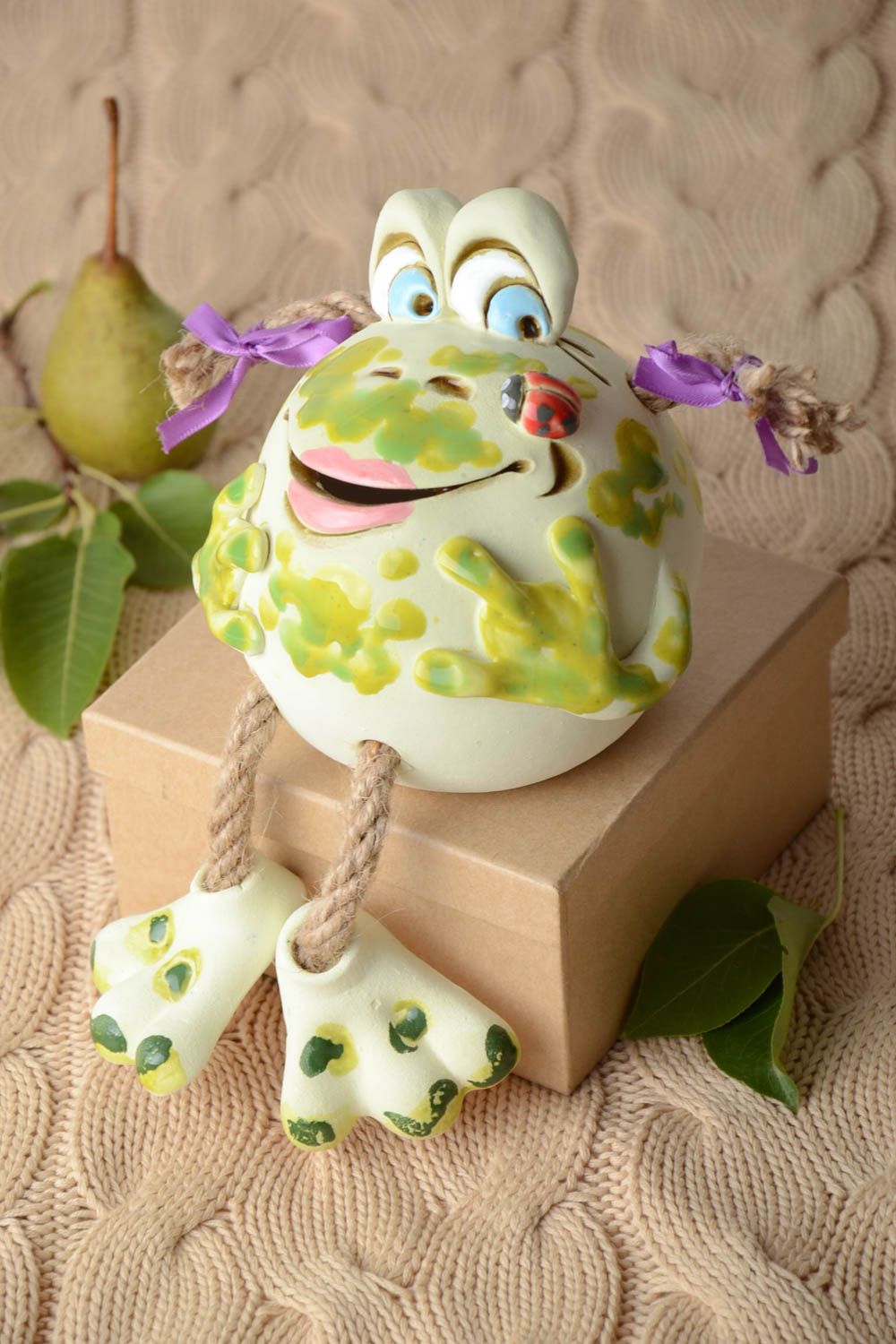 Unusual handmade ceramic figurine clay moneybox funny money box gifts for kids photo 1