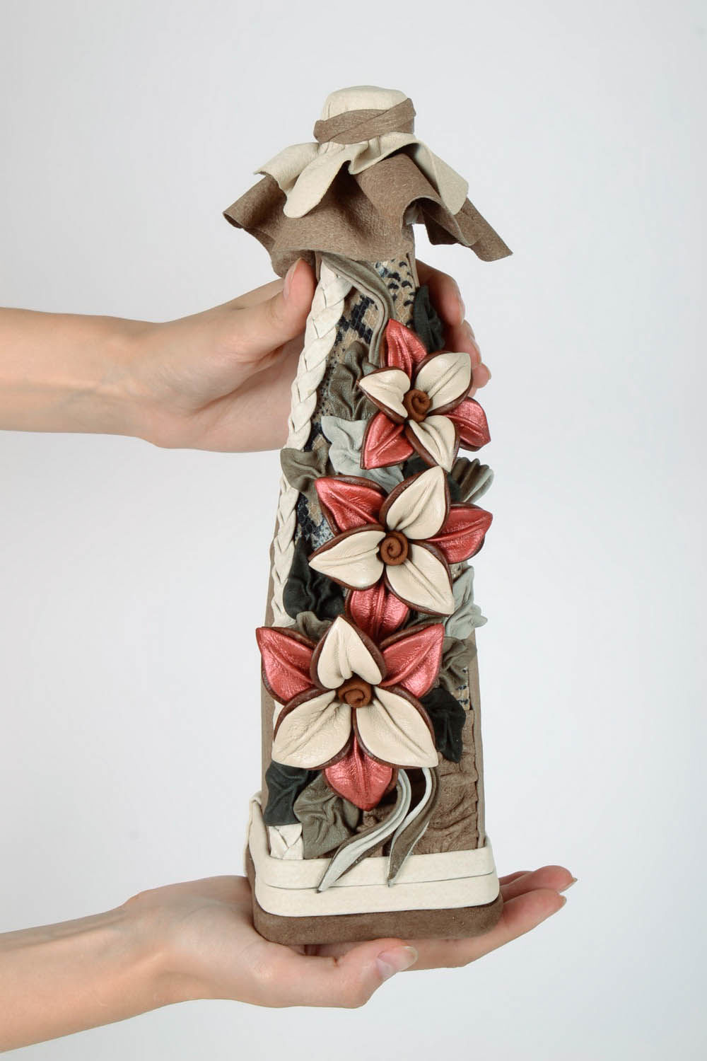 Handmade dekorative Flasche mit Leder foto 5