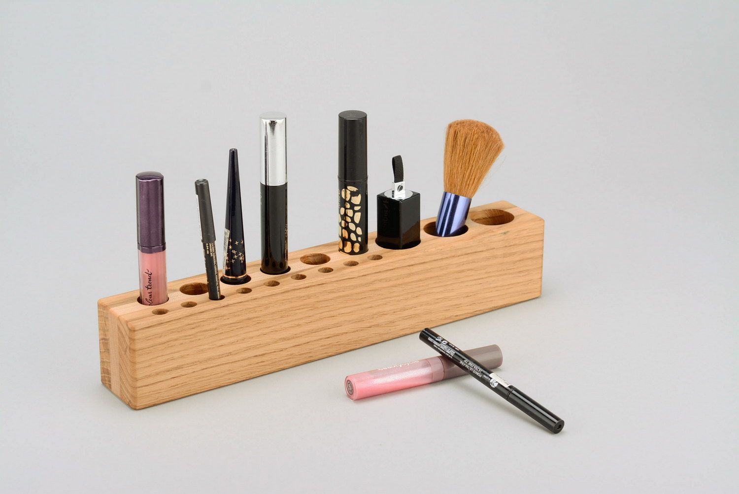 Support rectangle en bois pour cosmétiques de maquillage photo 1