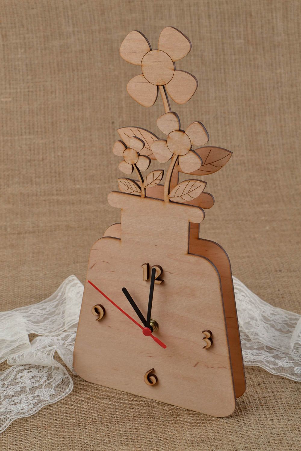 Handmade unusual clock wooden blank for creativity designer cute clock photo 1