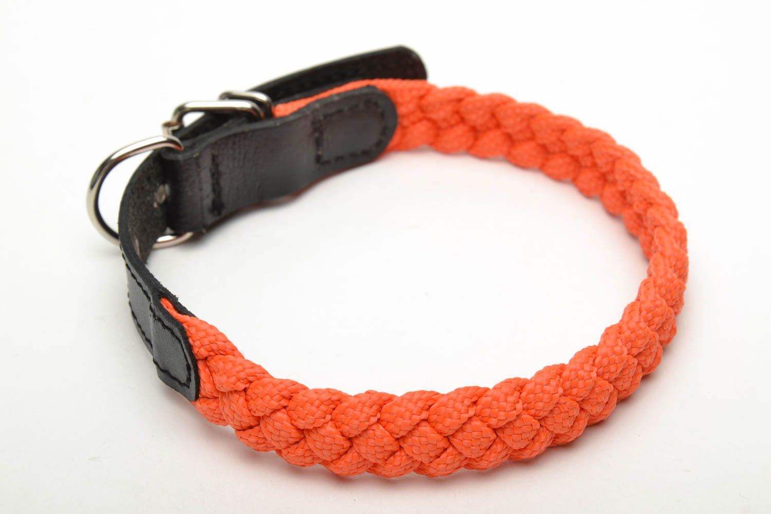 Orange woven dog collar photo 3