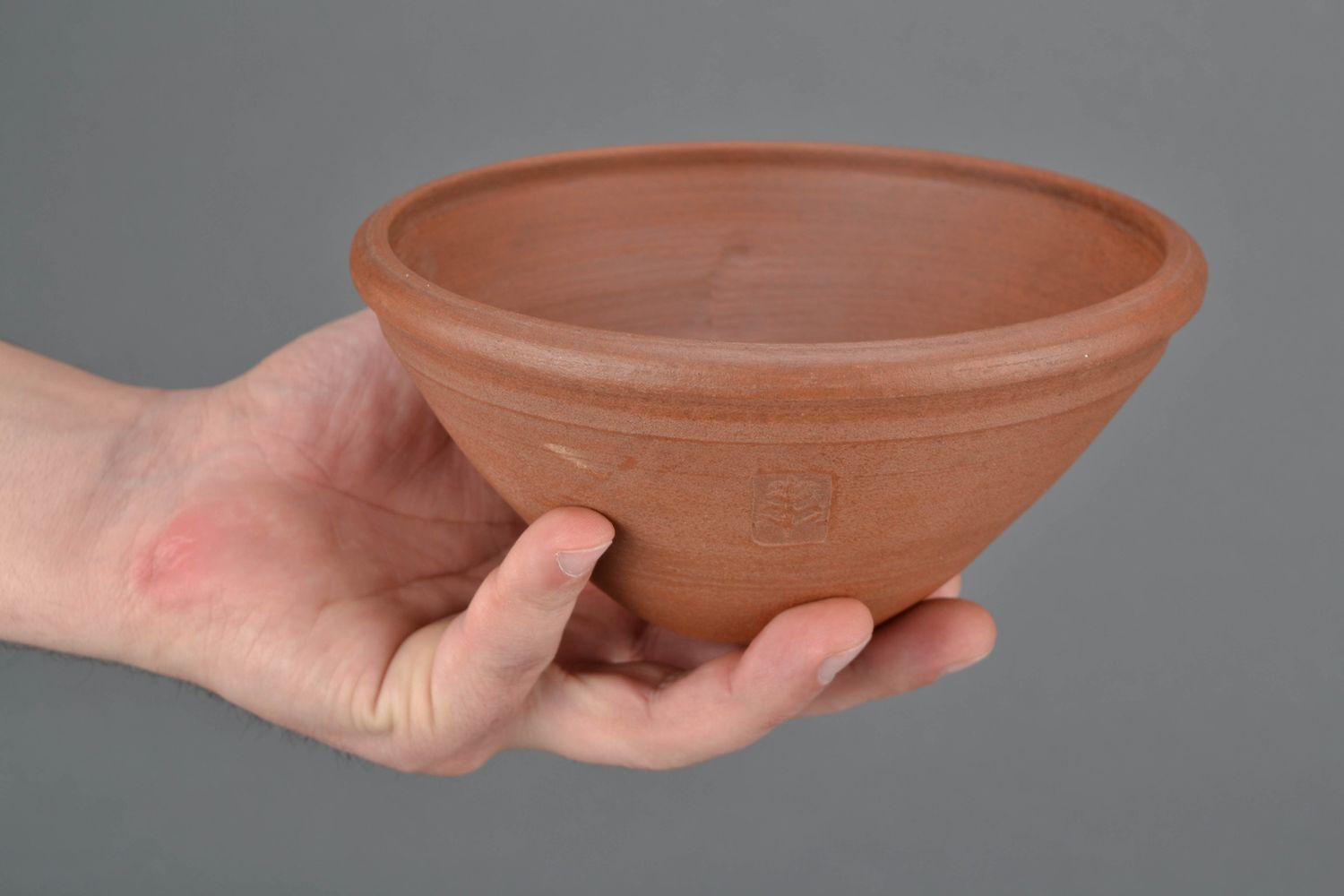 Keramik Teller handmade in Milchbrennentechnik tief 750 ml foto 2