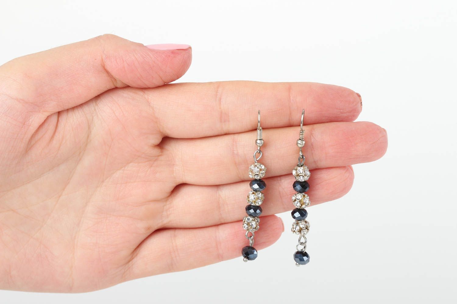 Handmade long beaded earrings crystal earrings fashion accessories for girls photo 5