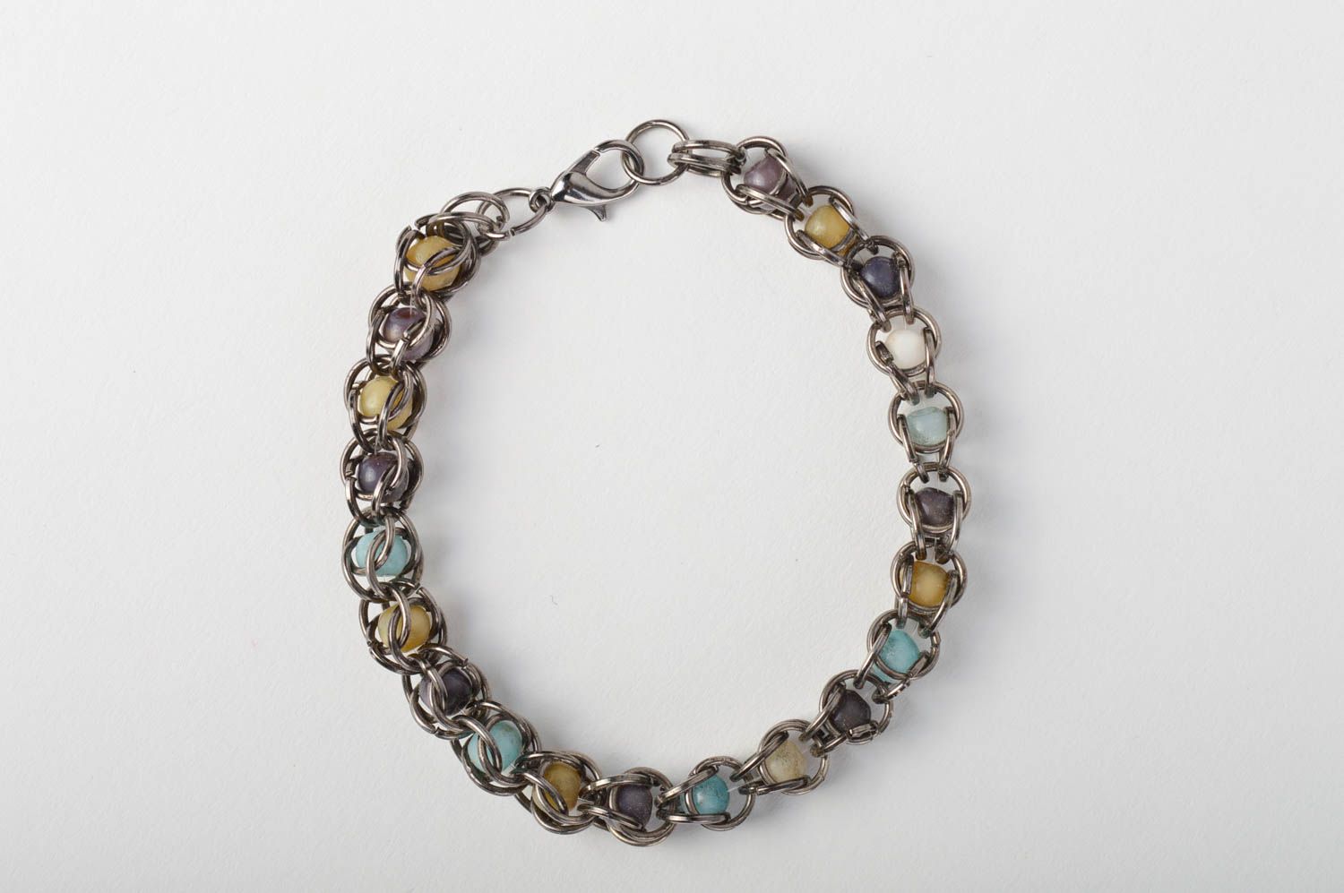 Stylish handmade metal bracelet gemstone bead bracelet beaded bracelet for girls photo 4