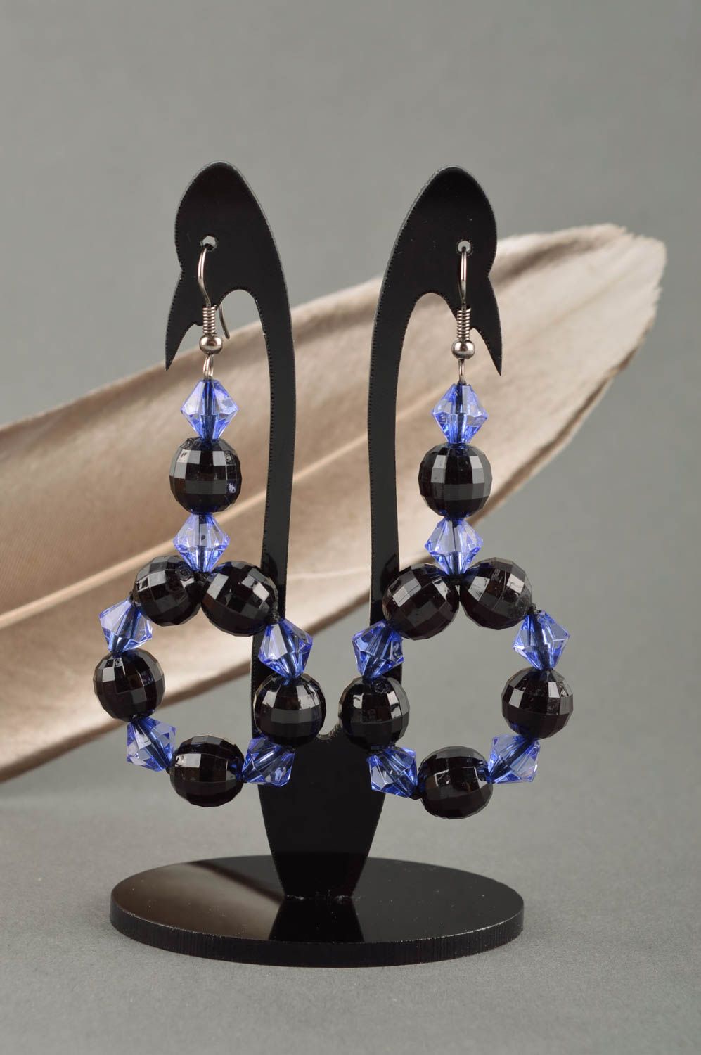 Künstler Mode Schmuck handgemachte Ohrringe schwarz blau Schmuck Ohrringe foto 1