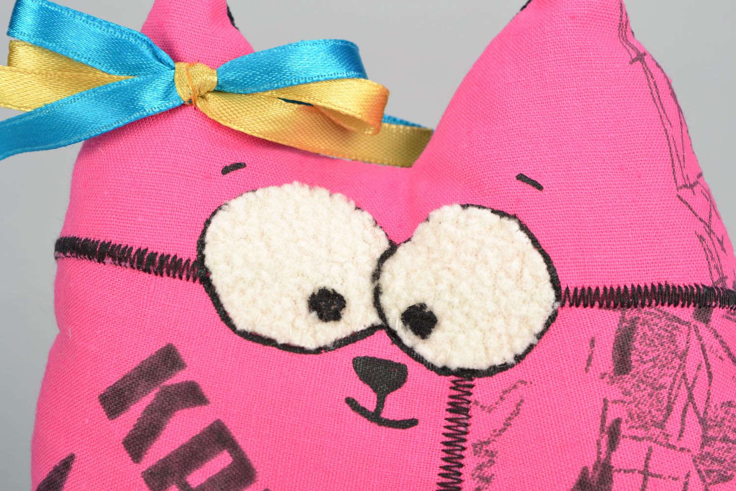 Мягкая игрушка ручной работы Розовый кот  фото 3