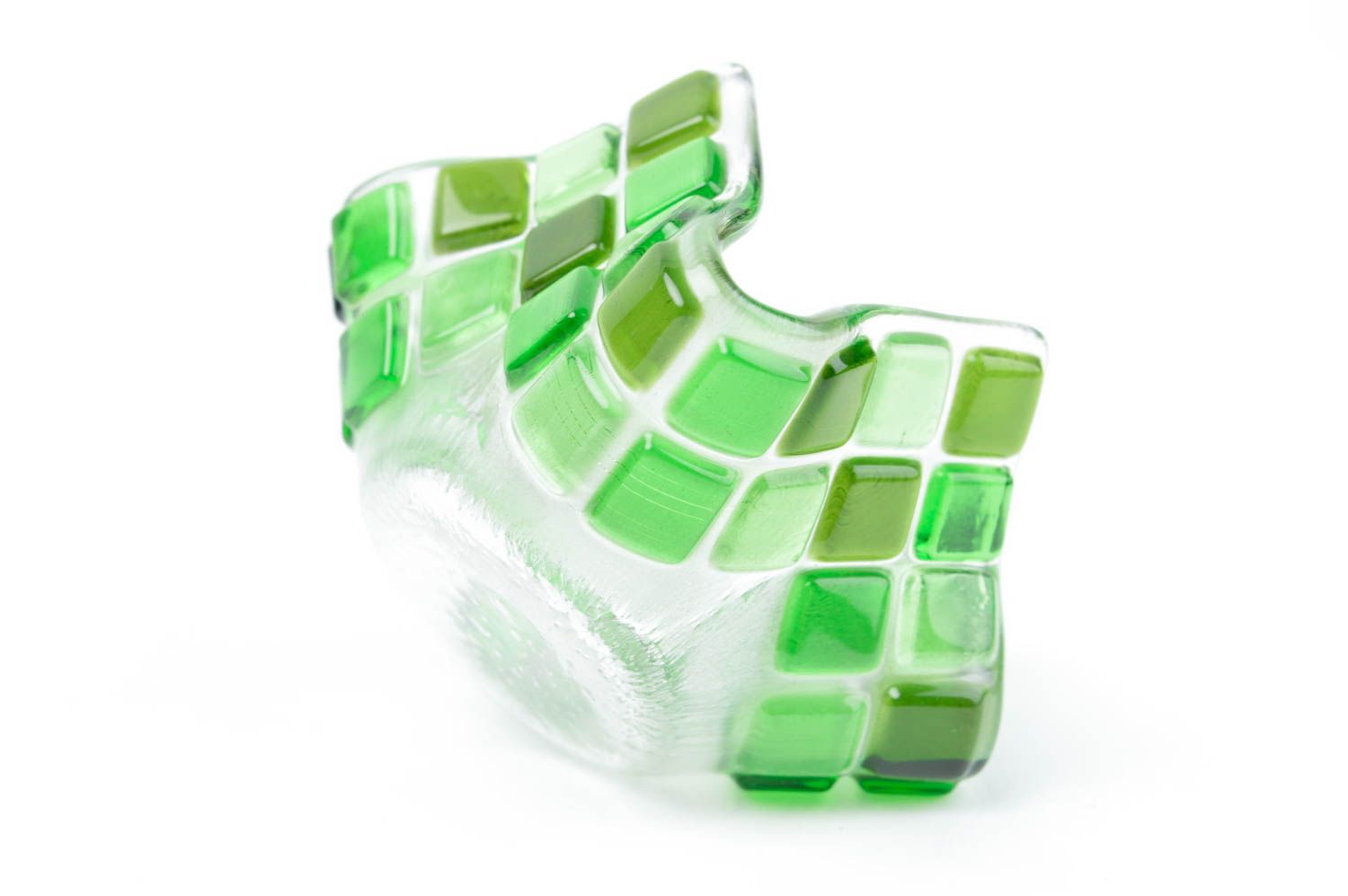 Bougeoir design fait main Support bougie vert en verre design Cadeau original photo 2