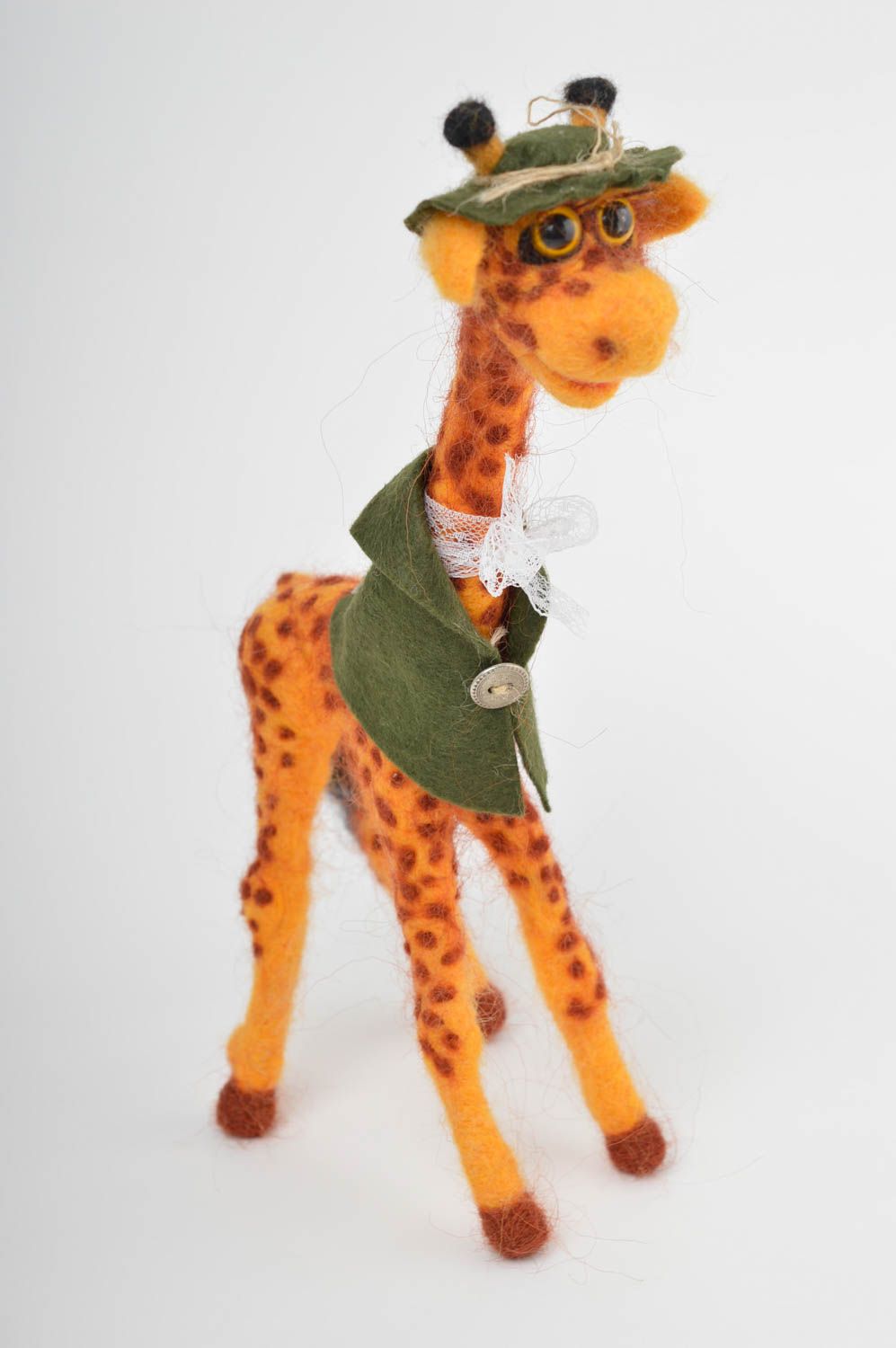 Handmade kleines Kuscheltier natürliches Spielzeug Designer Geschenk Giraffe foto 2