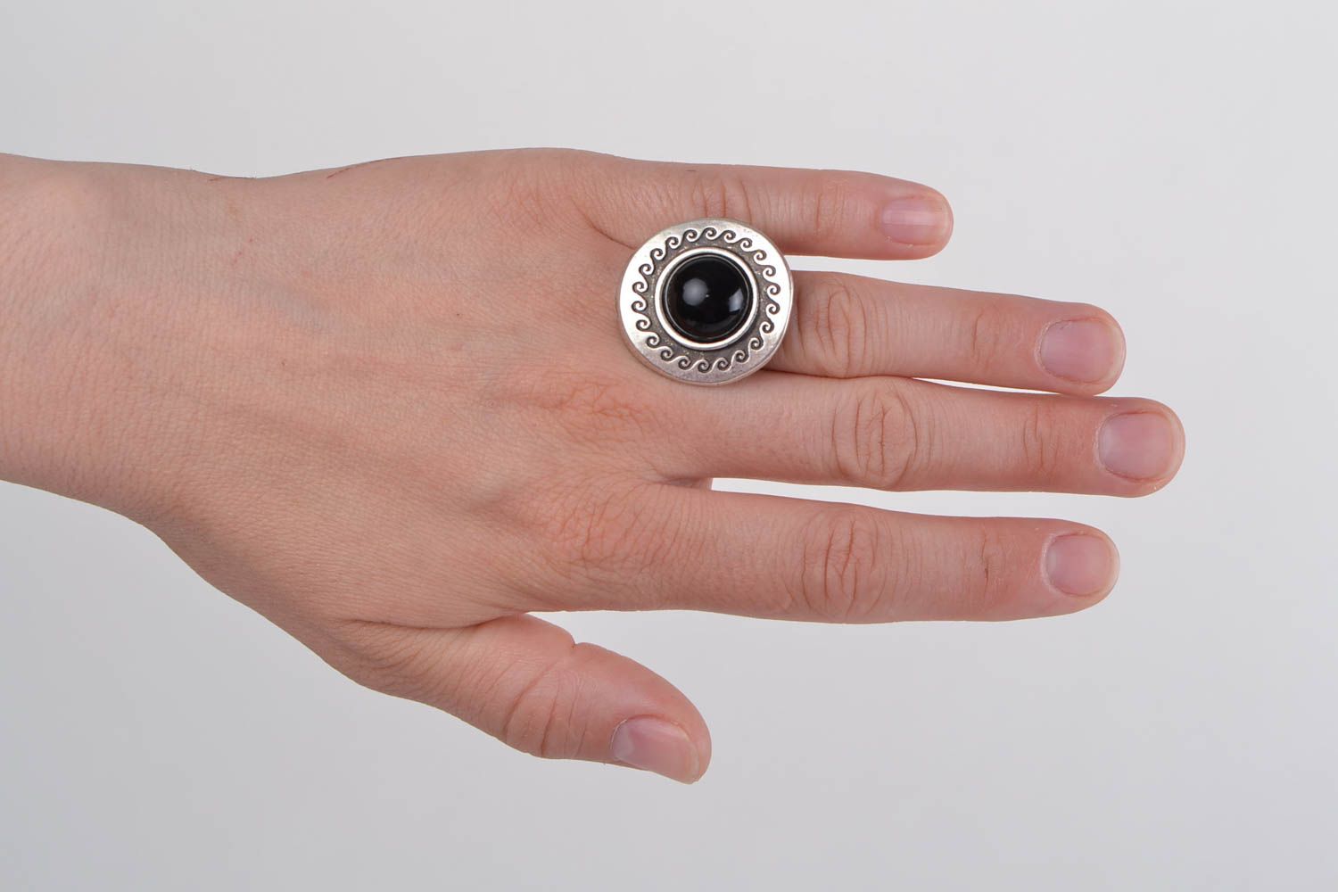 Handgemachter Metall Schmuck Ring mit Glas hypoallergen Frauen Geschenk schön foto 2