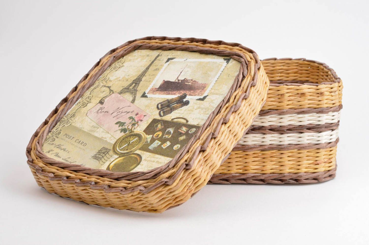 Handmade wicker basket unusual paper basket interior decor ideas handmade box photo 2