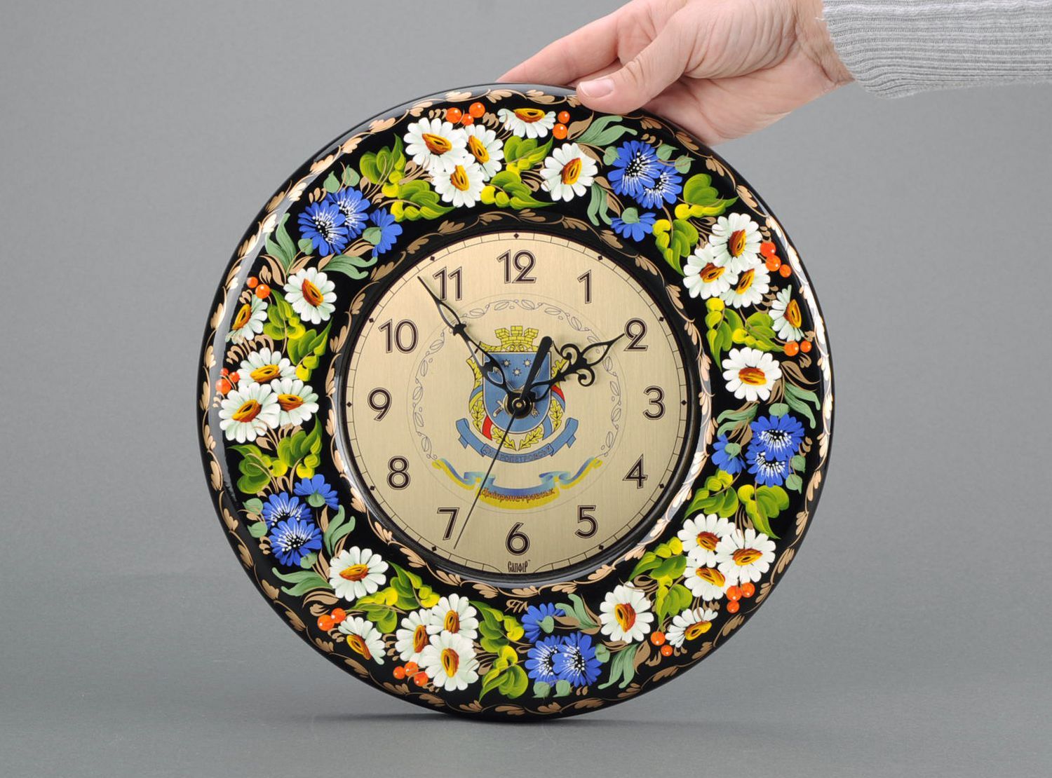 Quartz painted clock Floral photo 5