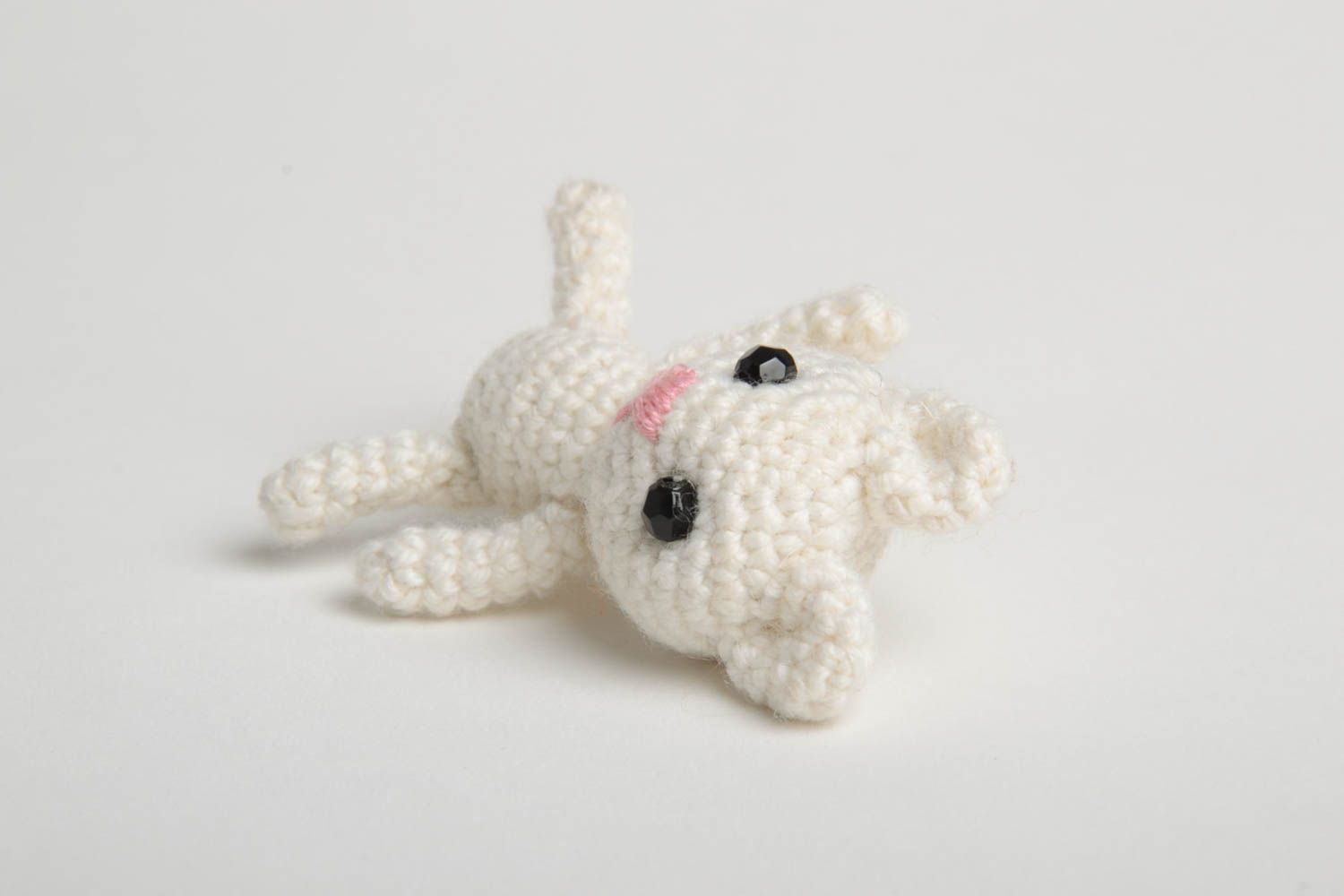 Handmade crocheted cat toy designer soft figurine unique present for children photo 4