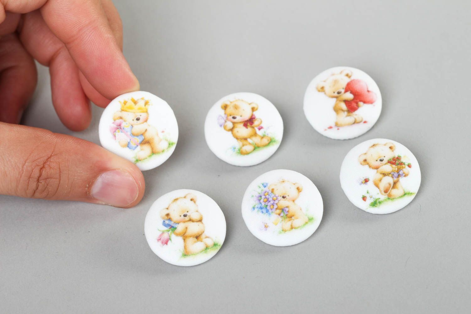 Beautiful handmade plastic button 6 handmade buttons fittings for clothes photo 5