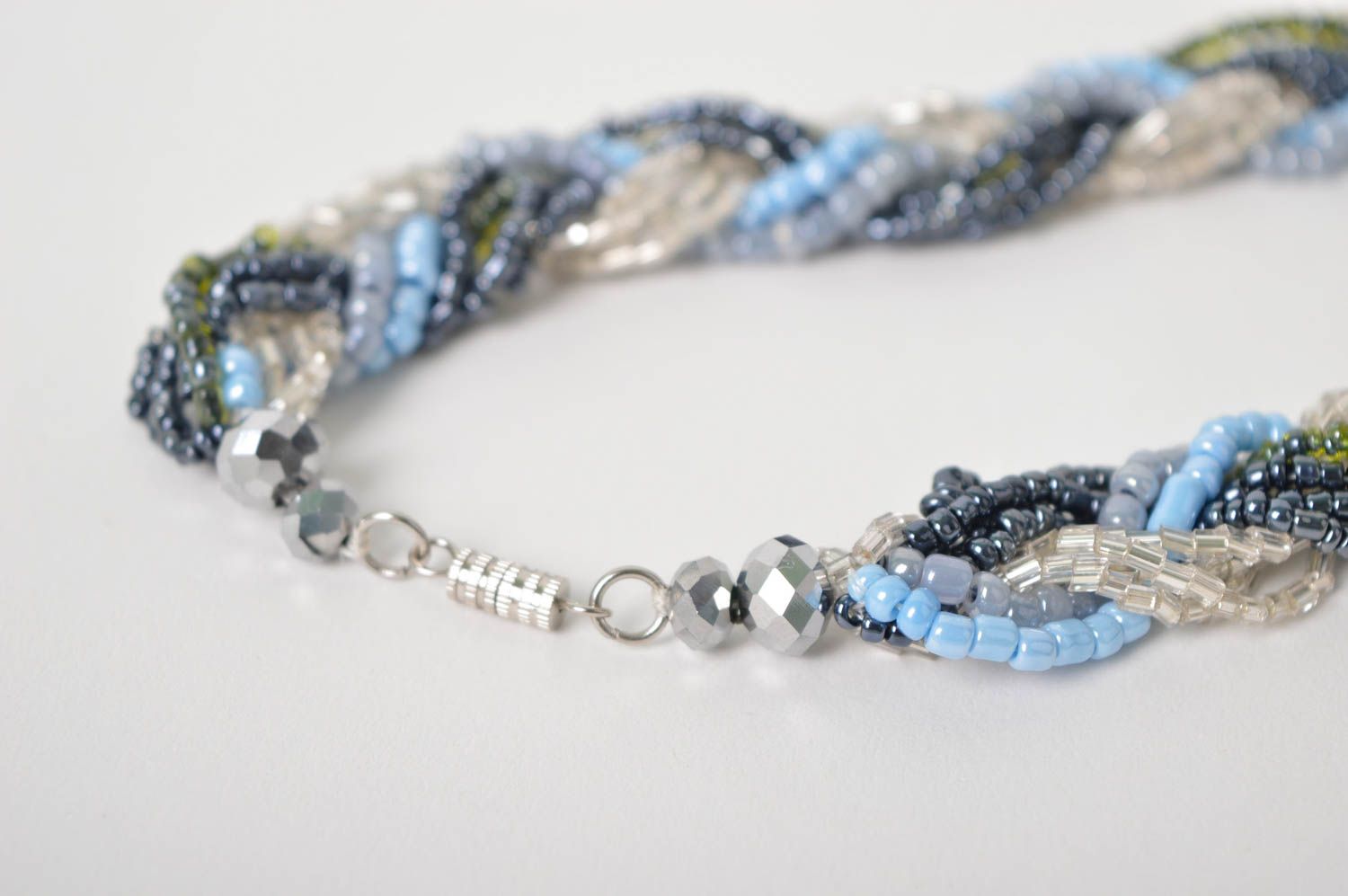 Unusual handmade beaded necklace braided bead necklace beautiful jewellery photo 5