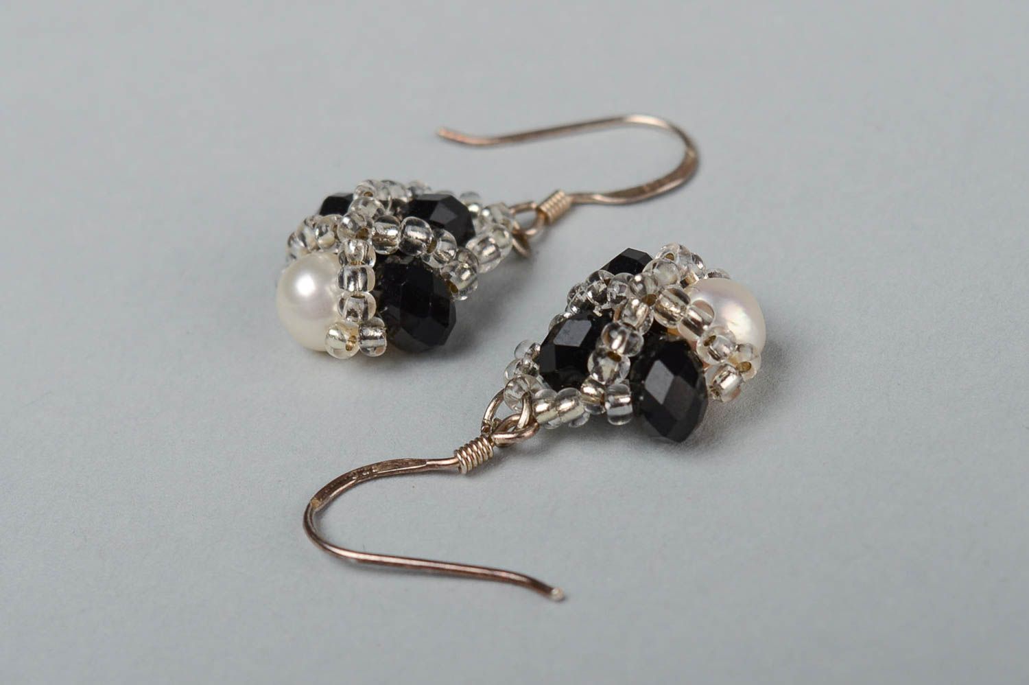 Handmade women earrings with charms pearl earrings evening earrings for girls photo 3