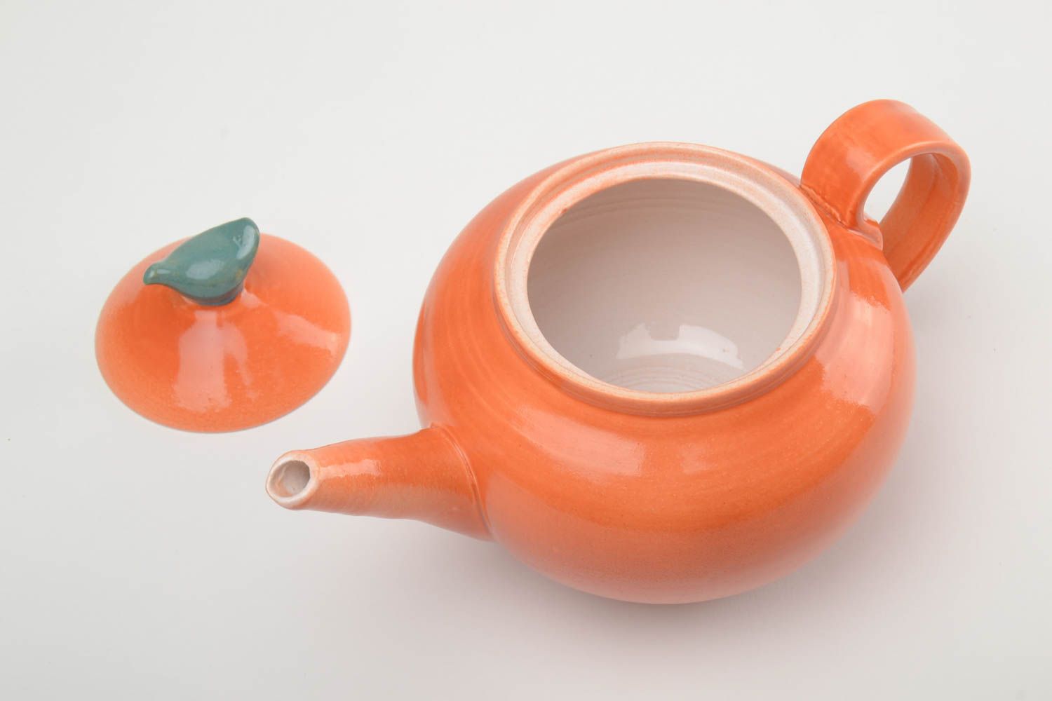 Handmade ceramic tea set with enamel coating glazed clay teapot for 1 l and 4 cups for 300 ml each photo 4