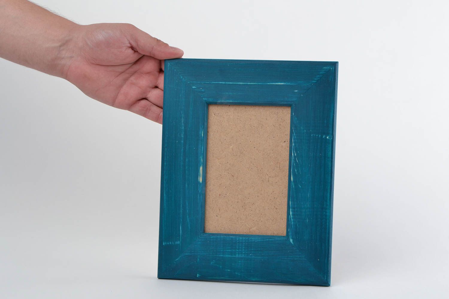 Handmade decorative pine wood photo frame painted with blue acrylics 10x15 photo 2