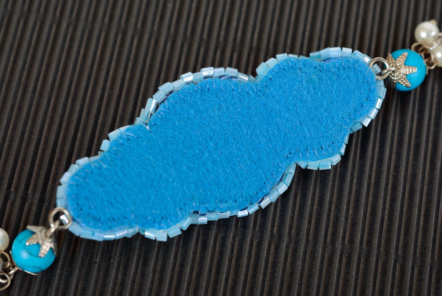 Браслет сутажная вышивка браслет ручной работы вышитый браслет голубой с бирюзой фото 3